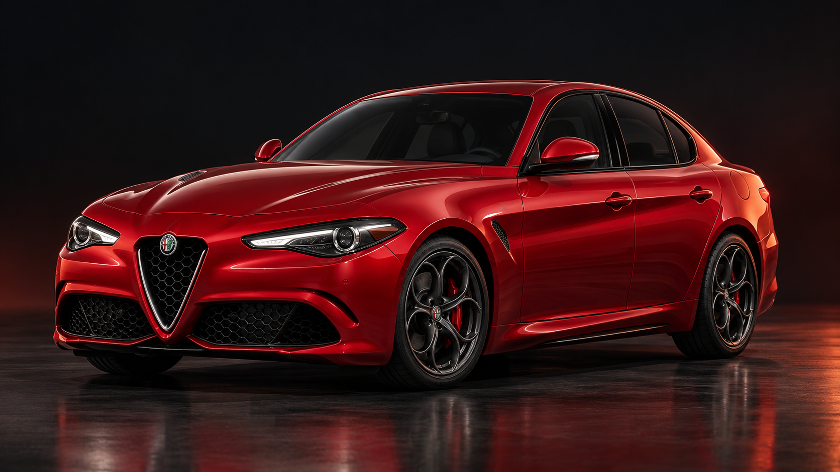 Alfa Romeo rojo con iluminación de estudio